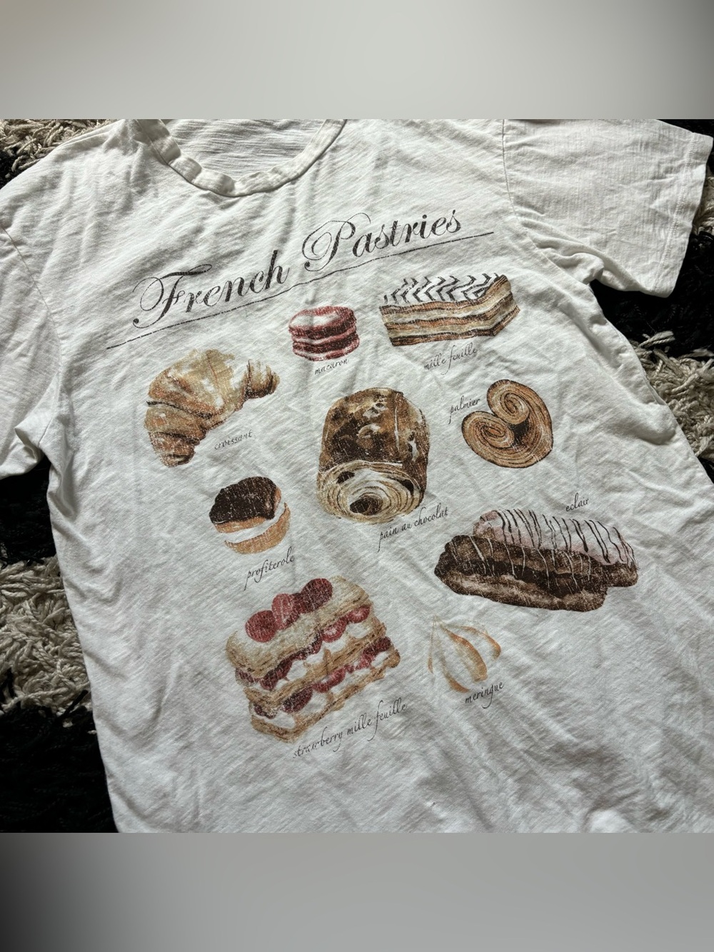 Altar’d State French Pastries Graphic Short Sleeve White Oversized Tshirt